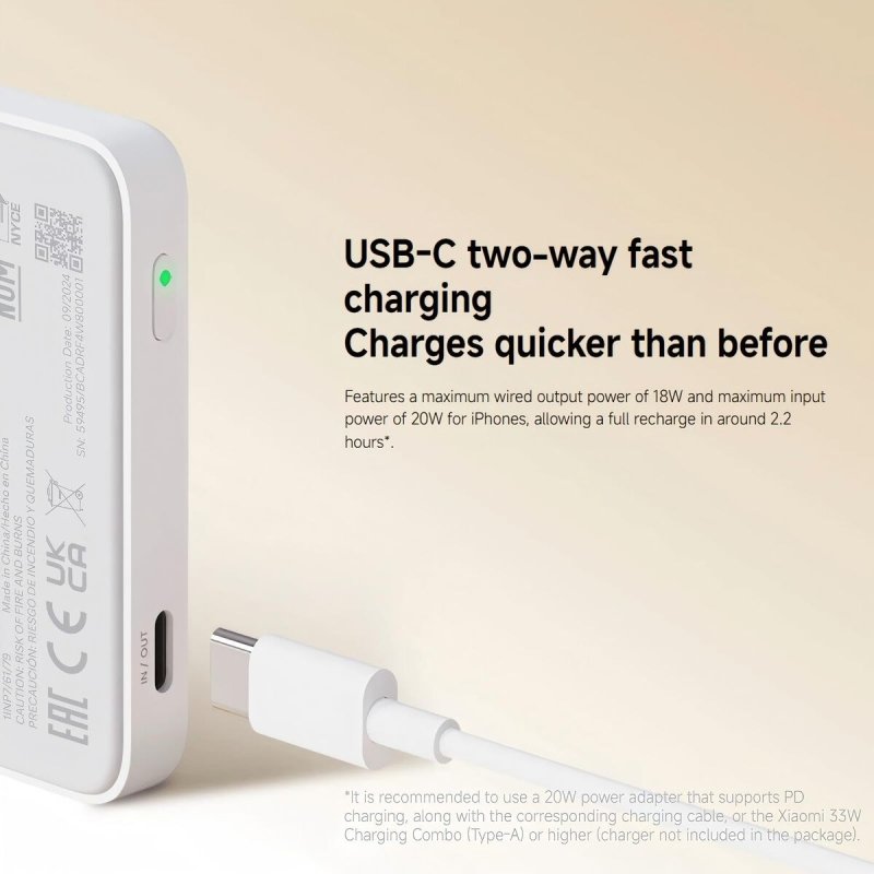 Chargeur d'ordinateur portable Xiaomi MAG PB 5000 WH Blanc 5000 mAh - ONLYTECK