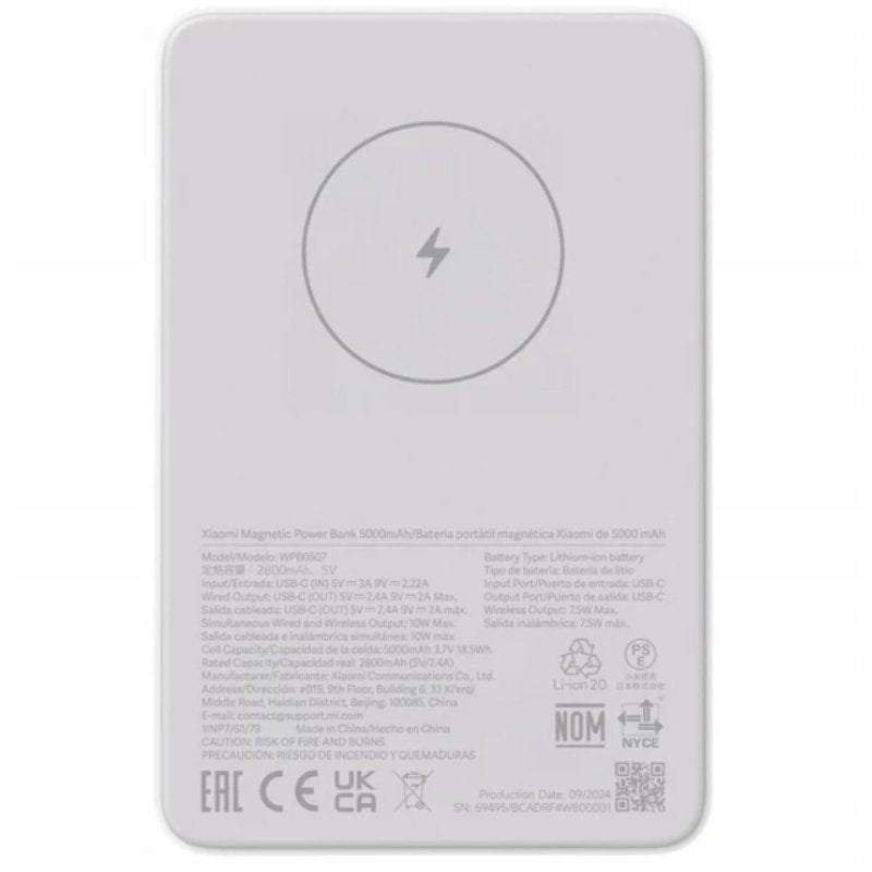 Chargeur d'ordinateur portable Xiaomi MAG PB 5000 WH Blanc 5000 mAh - ONLYTECK