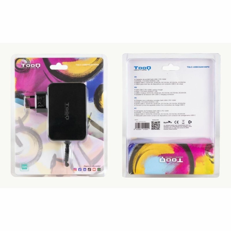 Chargeur mural TooQ TQLC - USBCGAN100PD Noir 100 W - ONLYTECK