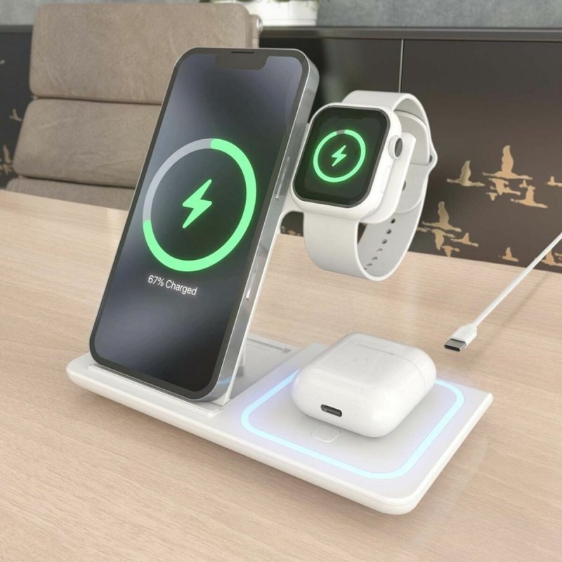 Chargeur sans fil Aisens ASCH - 15W3WC044 - W Blanc 15 W 3 - en - 1 - ONLYTECK