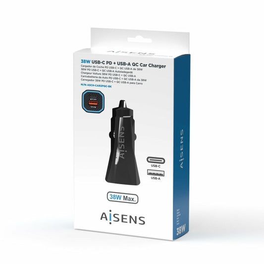 Chargeur de voiture Aisens QC3.0 Noir - ONLYTECK