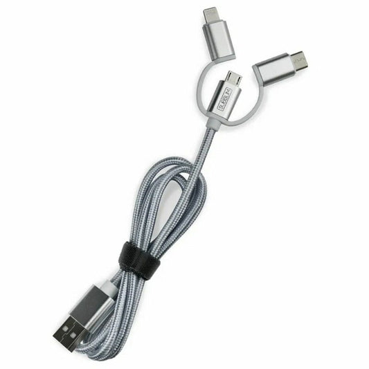 Chargeur de Voiture USB Universel + Câble USB - C Subblim SUB - CHG - 4CC001 Argent 12 W 50 W (1 Unité) - ONLYTECK