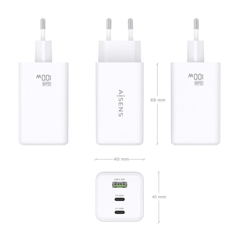 Chargeur sans fil Aisens ASCH - 100W3P051 - W Blanc 100 W - ONLYTECK