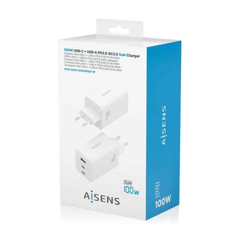 Chargeur sans fil Aisens ASCH - 100W3P051 - W Blanc 100 W - ONLYTECK
