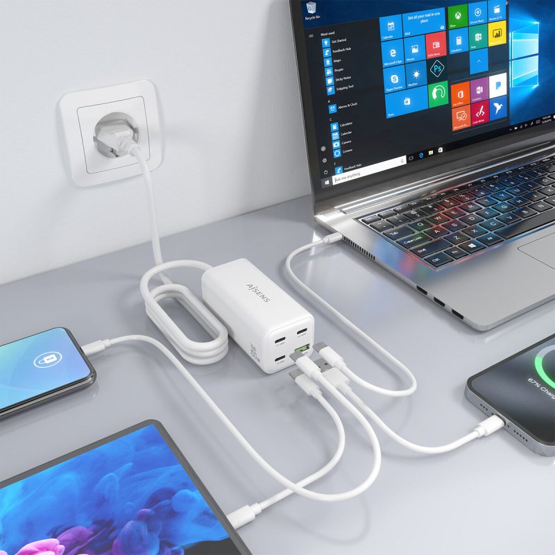 Chargeur sans fil Aisens ASCH - 100W4P053 - W Blanc 100 W - ONLYTECK