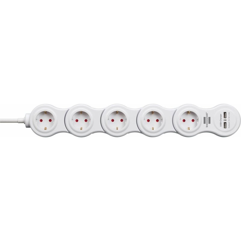 Multiprise 5 Prises avec Interrupteur Brennenstuhl Vario - Power Blanc 3600 W USB x 2 (1,4 m) - ONLYTECK