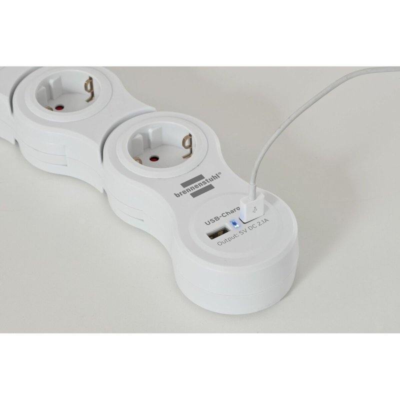 Multiprise 5 Prises avec Interrupteur Brennenstuhl Vario - Power Blanc 3600 W USB x 2 (1,4 m) - ONLYTECK