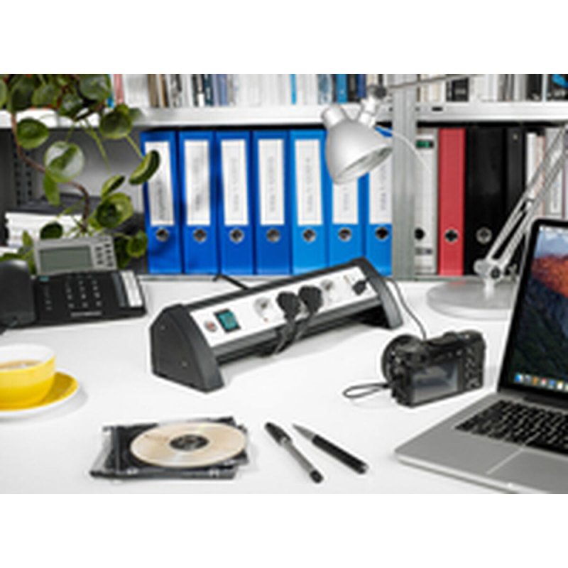 Rallonge 4 prises Schuko avec interrupteur Brennenstuhl Premium - Office - Line 3600 W Noir USB x 2 (1,8 m) - ONLYTECK