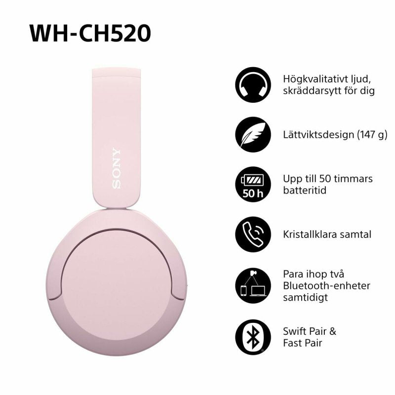 Casque audio Sony WHCH520P.CE7 Rose - ONLYTECK