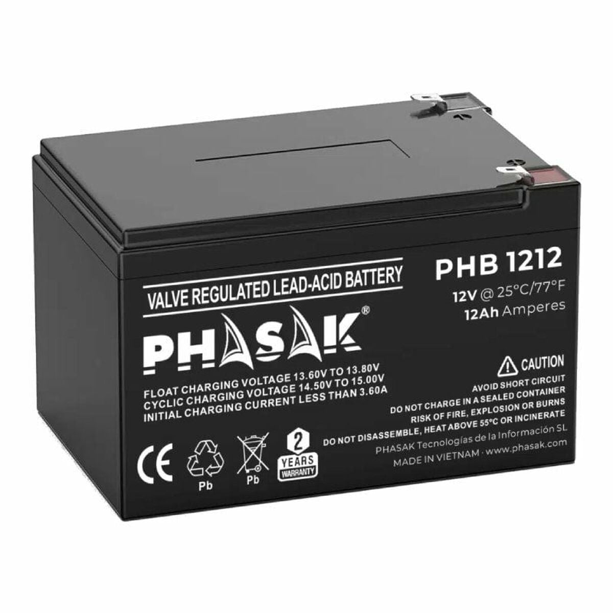 Batterie pour Système d'Alimentation Sans Interruption Phasak PHB 1212 12 V - ONLYTECK