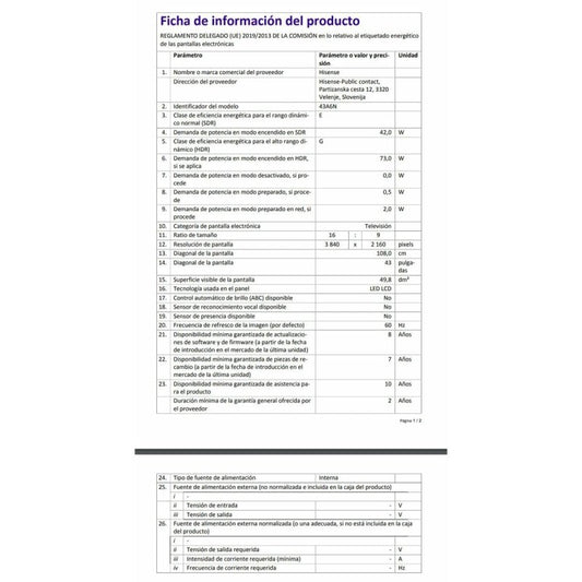 TV intelligente Hisense 43A6N 43 43" 4K Ultra HD LED HDR D - LED QLED - ONLYTECK