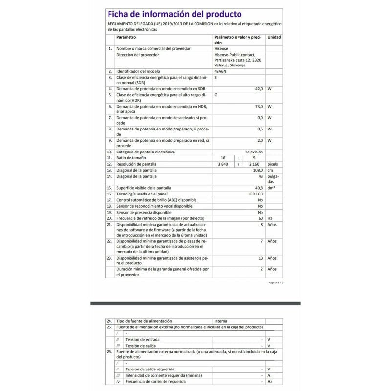 TV intelligente Hisense 43A6N 43 43" 4K Ultra HD LED HDR D - LED QLED - ONLYTECK