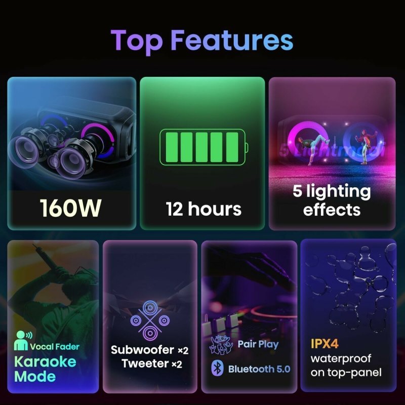 Haut - parleurs bluetooth portables Hisense PARTY ROCKET160 Noir - ONLYTECK