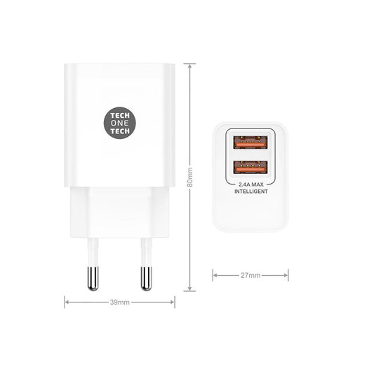 Chargeur mural Tech One Tech TEC2401 Blanc - ONLYTECK