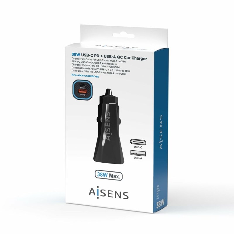 Chargeur de voiture Aisens QC3.0 Noir - ONLYTECK