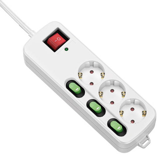 Rallonge 3 prises Schuko avec interrupteur TM Electron 3680 W Blanc (1,5 m) - ONLYTECK