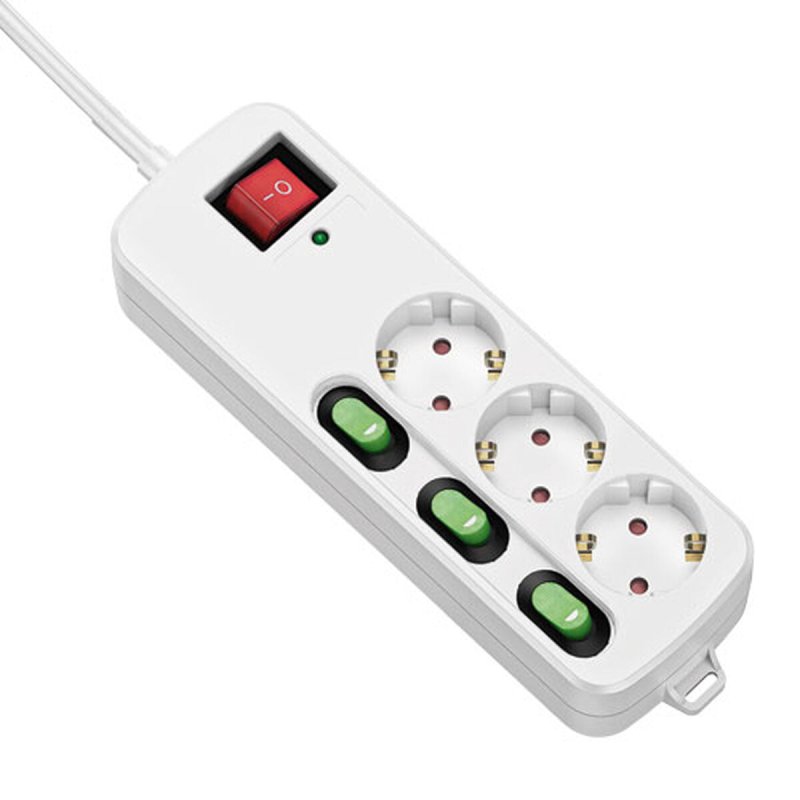Rallonge 3 prises Schuko avec interrupteur TM Electron 3680 W Blanc (1,5 m) - ONLYTECK