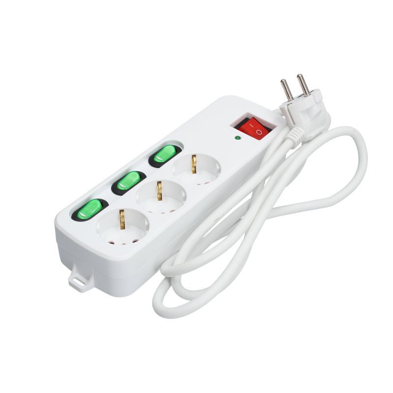 Rallonge 3 prises Schuko avec interrupteur TM Electron 3680 W Blanc (1,5 m) - ONLYTECK