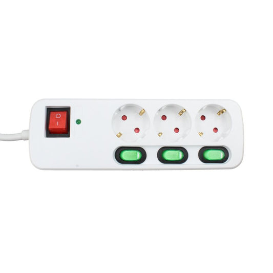 Rallonge 3 prises Schuko avec interrupteur TM Electron 3680 W Blanc (1,5 m) - ONLYTECK