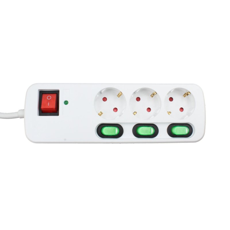 Rallonge 3 prises Schuko avec interrupteur TM Electron 3680 W Blanc (1,5 m) - ONLYTECK