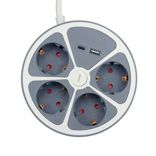 Rallonge 4 prises Schuko avec interrupteur TM Electron 3680 W Blanc Gris 30 W (1,5 m) - ONLYTECK