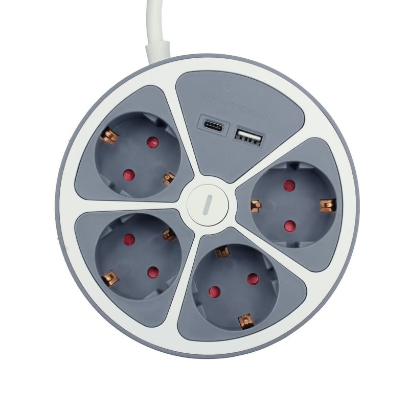 Rallonge 4 prises Schuko avec interrupteur TM Electron 3680 W Blanc Gris 30 W (1,5 m) - ONLYTECK