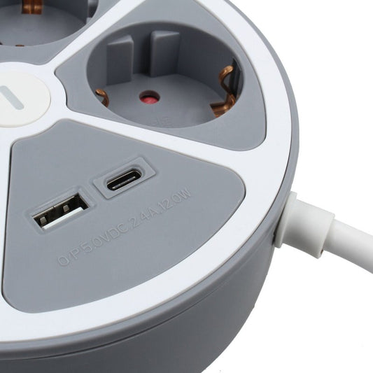 Rallonge 4 prises Schuko avec interrupteur TM Electron 3680 W Blanc Gris 30 W (1,5 m) - ONLYTECK