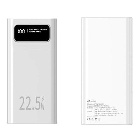 Powerbank LEOTEC LEPOW30W22W Blanc 30000 mAh - ONLYTECK