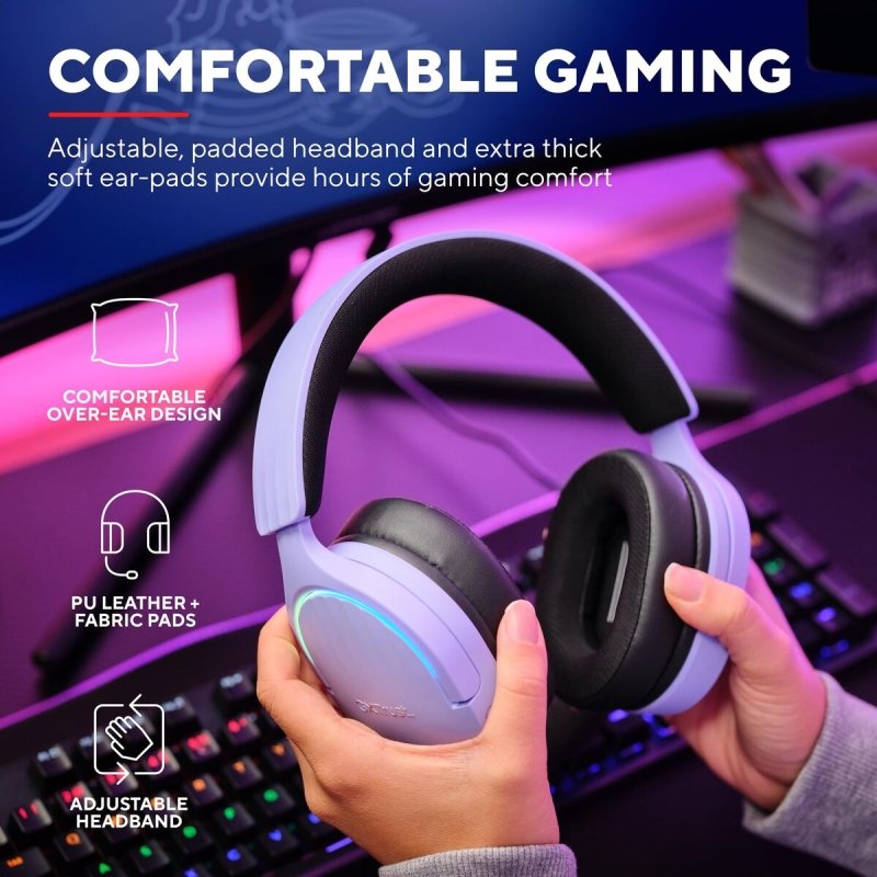 Casques avec Micro Gaming Trust GXT 490 Noir Pourpre - ONLYTECK